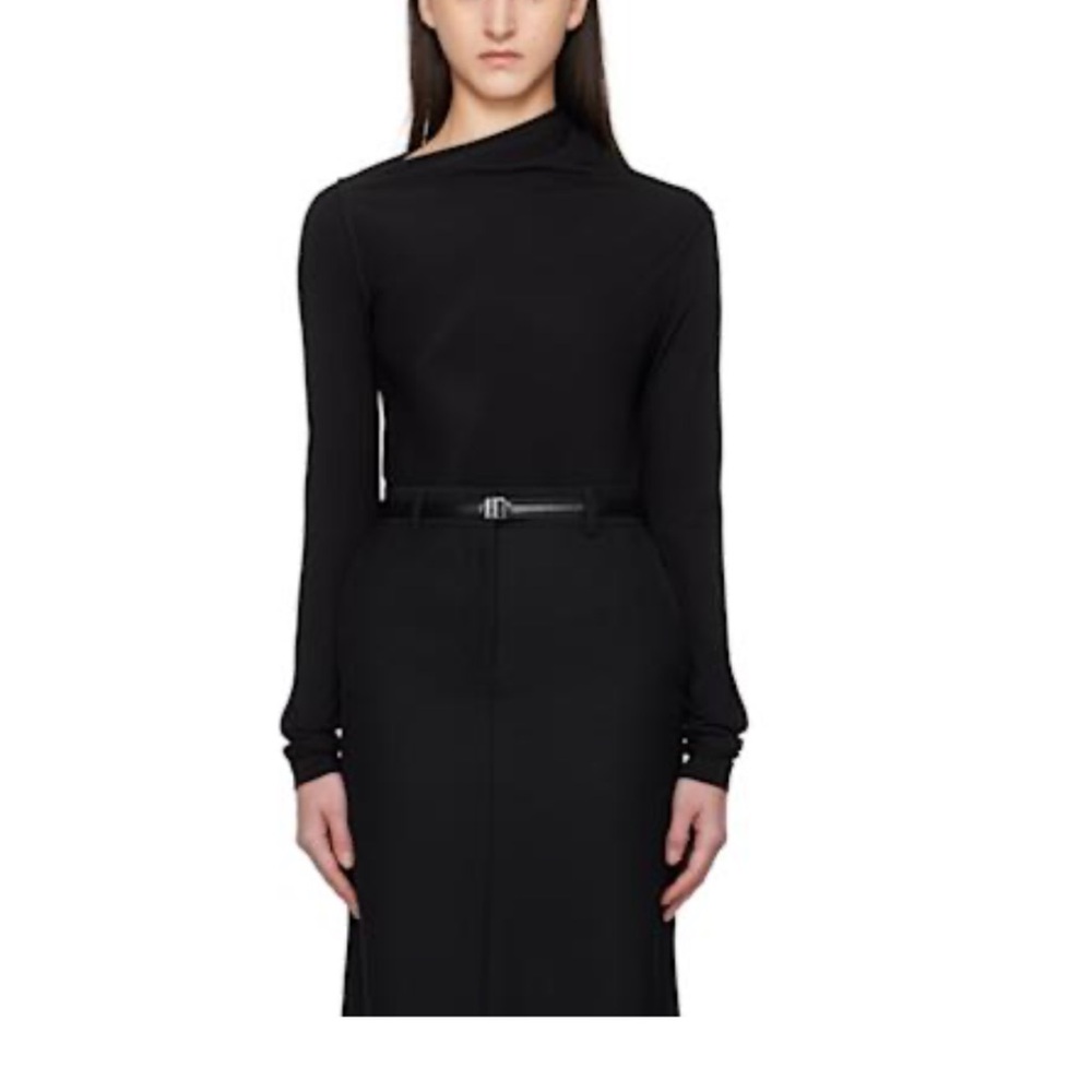 Toteme Black Asymmetrical Long-Sleeve Top